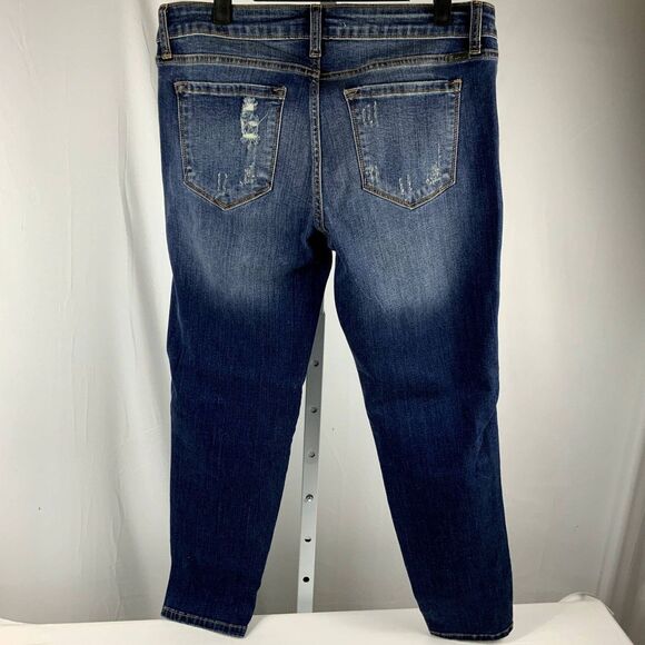 NWOT! KanCan Mid-Rise Split Leg Destroyed Skinnies Size 30" Med Blue - Picture 8 of 12